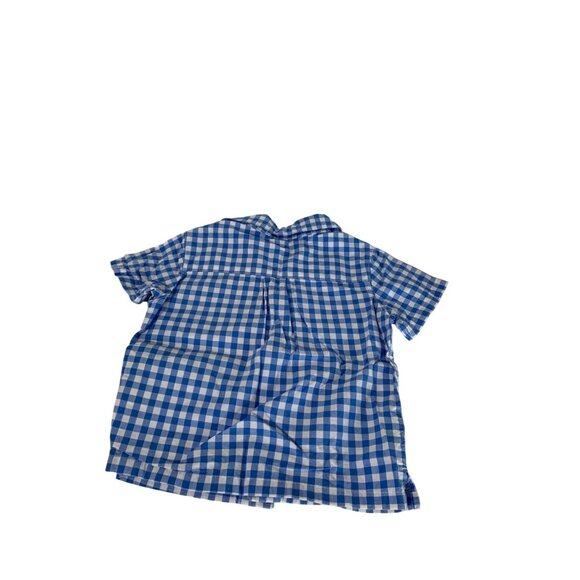 Carters Bgosh Boys infant Baby Size 6 Months Blue white Gingham Checks Button Up - Picture 2 of 2
